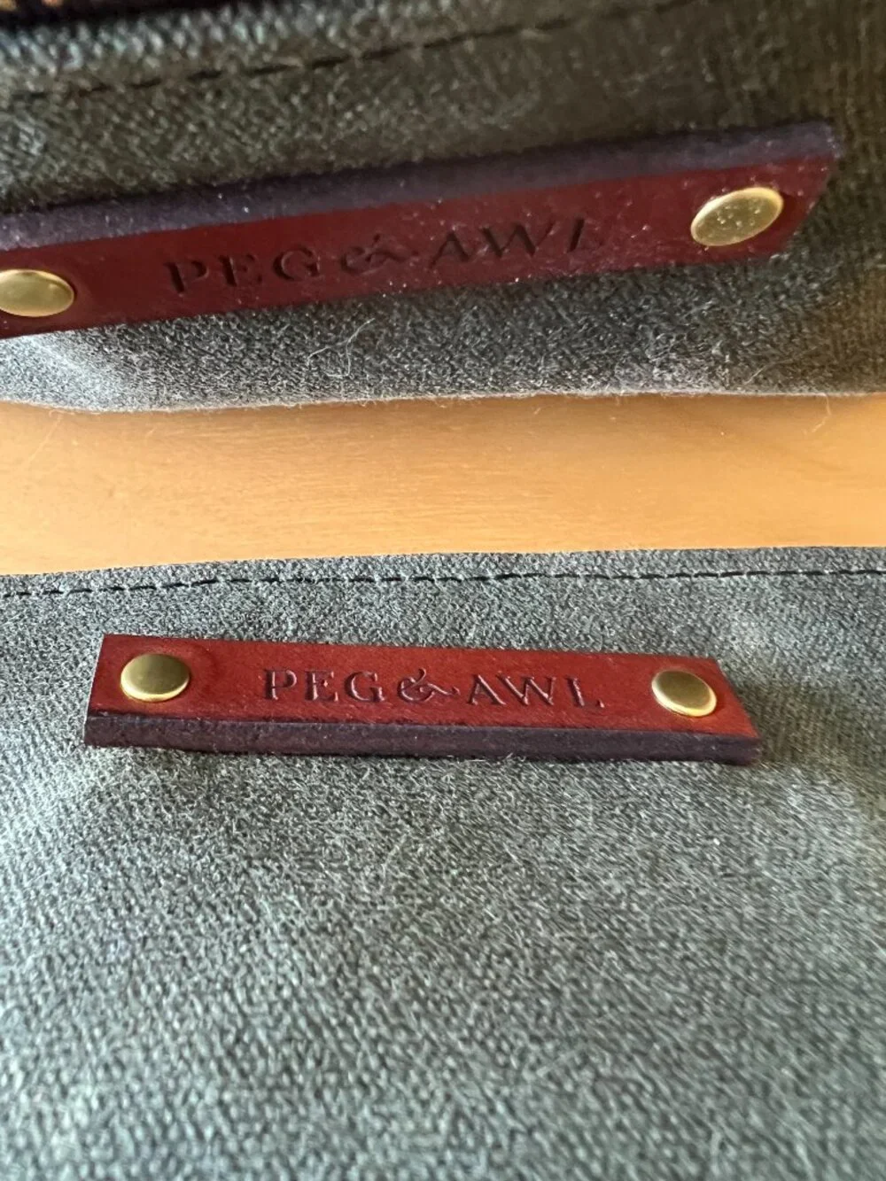 Peg & Awl Scholar Pencil Pouch - Moss and brown leather - Picture 4 of 10